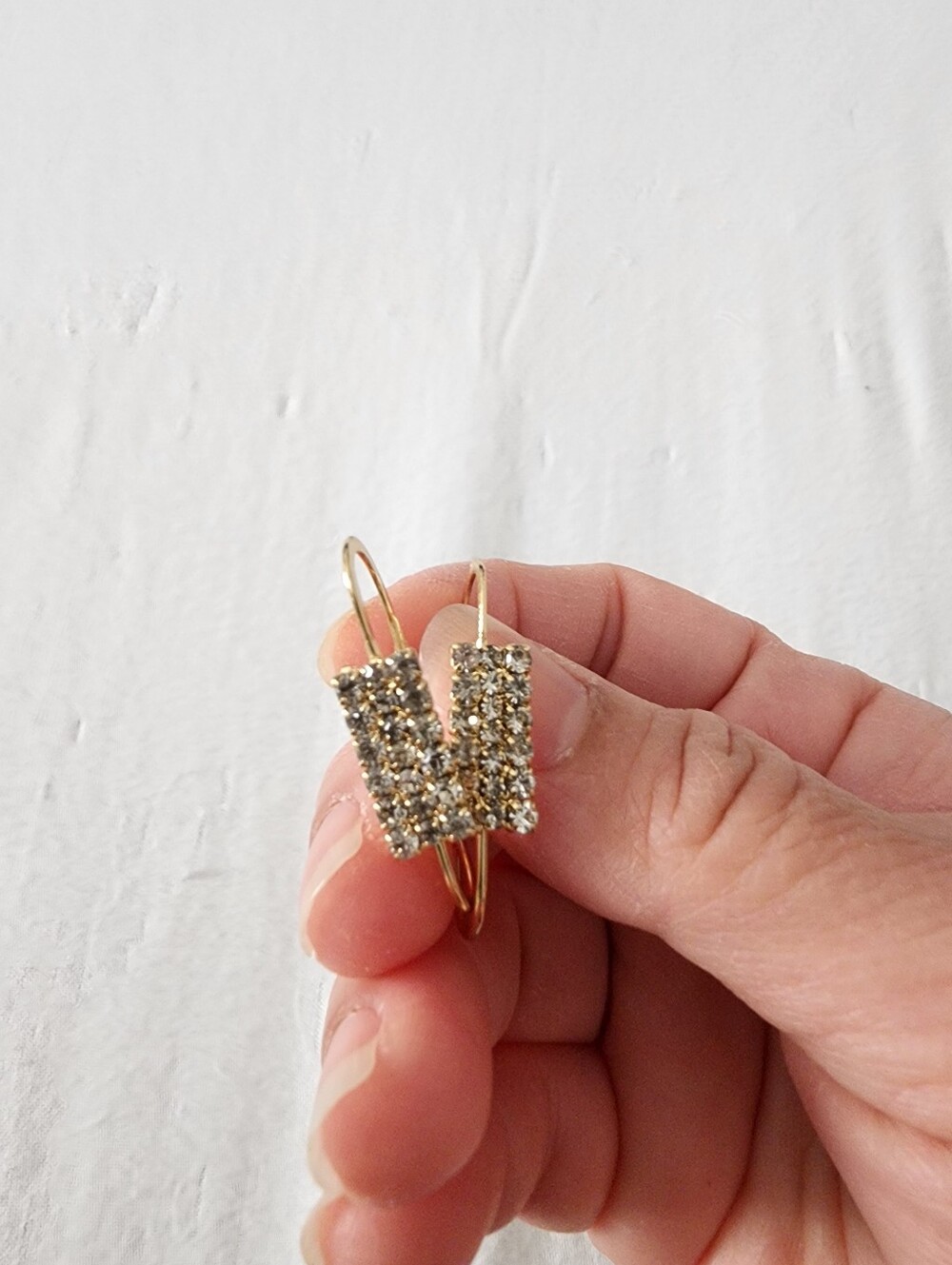 Sparkling Gold Crystal Hoop Earrings - Gold